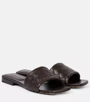 Кожаные шлепанцы Parco Intrecciato Bottega Veneta, Fondant