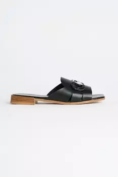 Кожаные шлепанцы Petalo Brooch Slide Karl Lagerfeld, черный