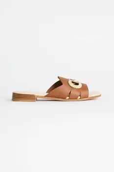 Кожаные шлепанцы Petalo Brooch Slide Karl Lagerfeld, коричневый