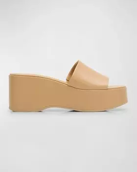 Кожаные шлепанцы Polina на платформе Vince, цвет Blonde Beige Leather