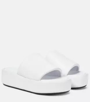 Кожаные шлепанцы Rise на платформе Balenciaga, белый
