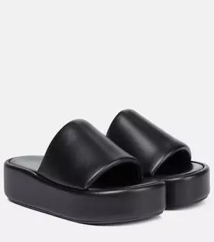 Кожаные шлепанцы Rise на платформе Balenciaga, черный