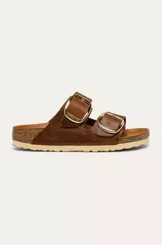Кожаные шлепанцы с большой пряжкой Arizona Birkenstock, коричневый