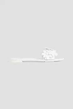 Кожаные шлепанцы с цветочной аппликацией TOD'S, белый