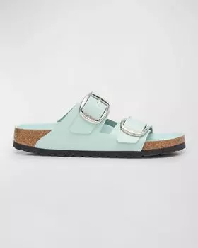 Кожаные шлепанцы с двойной пряжкой Arizona BIRKENSTOCK, цвет Surf Green