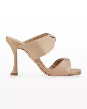 Кожаные шлепанцы с перекрученным каблуком Aquazzura