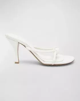 Кожаные шлепанцы с узлом Blink Bottega Veneta, цвет White