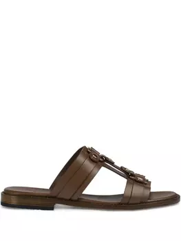 Кожаные шлепанцы с заклепками Doucal's, коричневый