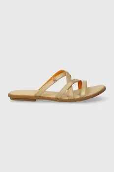 Кожаные шлепанцы TH STRAP FLAT SANDAL GOLD Tommy Hilfiger, золото