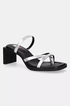 Кожаные шлепанцы The Soho Sandal Metallic Tommy Jeans, серебряный