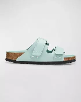 Кожаные шлепанцы Uji с двойной ручкой BIRKENSTOCK, цвет Surf Green