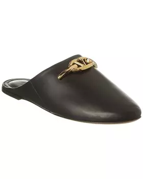 Кожаные шлепанцы Valentino с логотипом, черный