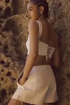 Кожаные шорты Answear Lab, белый