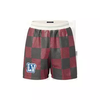 Кожаные шорты для регби Damier с интарсией Louis Vuitton, красный