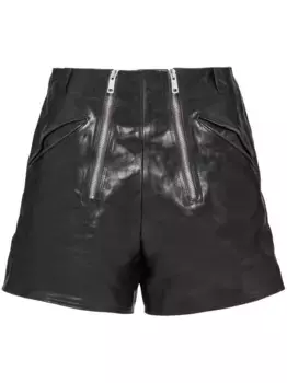 Кожаные шорты с молниями Prada, черный