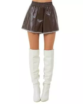 Кожаные шорты шоколадно-коричневого цвета WHITEROOM+CACTUS