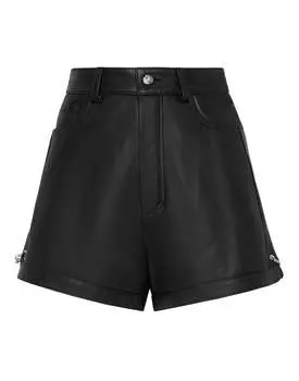 Кожаные шорты штаны булавки PHILIPP PLEIN, черный