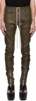 Кожаные штаны цвета хаки Gary Rick Owens