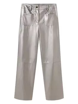 Кожаные штаны Lola Casademunt Loose fit Pants, серебряный