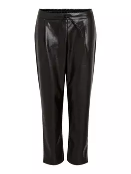 Кожаные штаны VILA Regular Pleat-Front Pants NILLE, черный