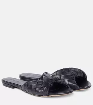 Кожаные слайдеры Blink Intrecciato Bottega Veneta, черный