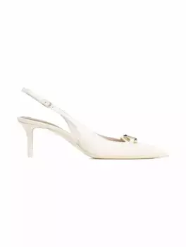 Кожаные слингбэки V-logo Valentino Garavani, белый