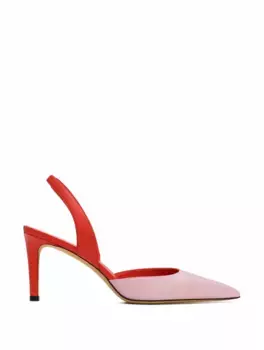 Кожаные слингбэки в стиле колор-блок Kiton, красный