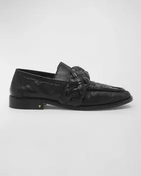 Кожаные слипоны с оплеткой Ahair Bottega Veneta, цвет Black