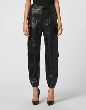Кожаные спортивные брюки Philipp Plein, черный