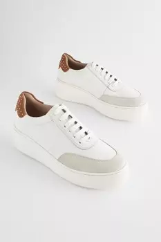 Кожаные спортивные кроссовки на толстой платформе на танкетке Signature Forever Comfort Next, белый