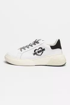 Кожаные спортивные кроссовки с логотипом Love Moschino, черный