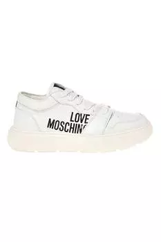 Кожаные спортивные кроссовки с логотипом Love Moschino, белый