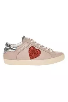 Кожаные спортивные кроссовки с логотипом Love Moschino, розовый