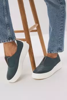 Кожаные спортивные кроссовки на толстой платформе на танкетке Signature Forever Comfort Next, синий