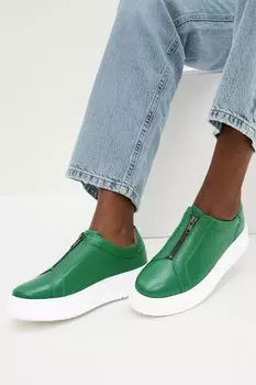 Кожаные спортивные кроссовки Signature Forever Comfort на толстой подошве и застежке-молнии Next, зеленый