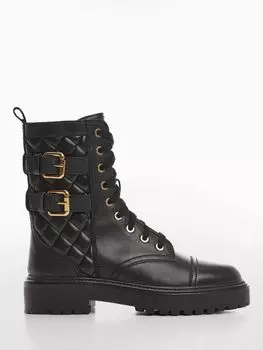 Кожаные стеганые байкерские ботинки Sierra Mango, черный