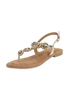 Кожаные стринги LAZAMANI, золото