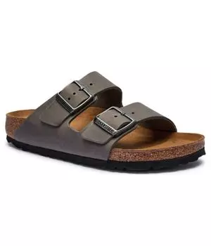Кожаные тапочки Arizona Leoi Birkenstock, серый