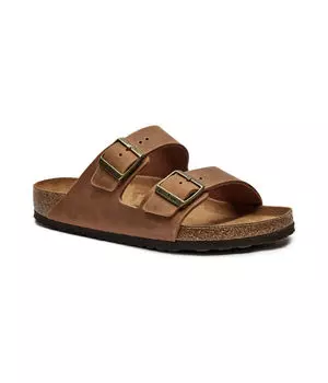 Кожаные тапочки arizona leoi коньяк Birkenstock, коричневый