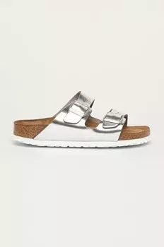 Кожаные тапочки Arizona SFB Birkenstock, серебро