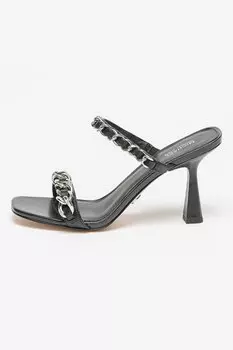 Кожаные тапочки Clara с цепочками Michael Kors, черный