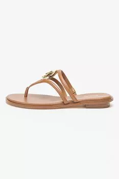 Кожаные тапочки Hampton с металлическим логотипом Michael Kors, коричневый