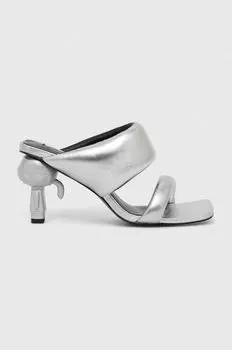 Кожаные тапочки IKON HEEL Karl Lagerfeld, серебро