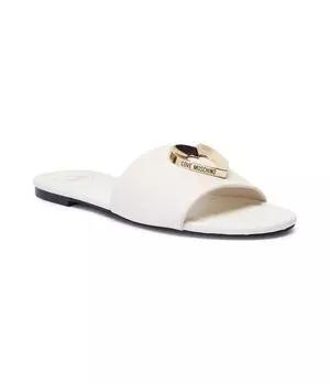 Кожаные тапочки Love Moschino, экрю