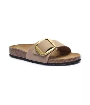 Кожаные тапочки мадрид большая пряжка Birkenstock, желтый