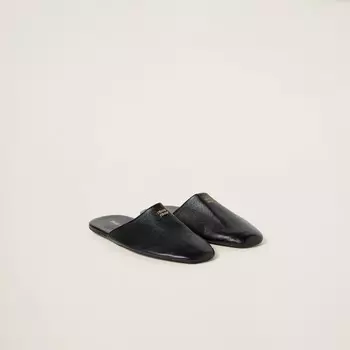 Кожаные тапочки Miu Miu, черный