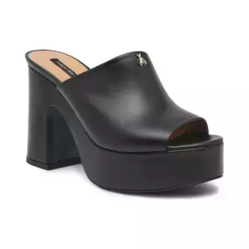 Кожаные тапочки на каблуке Patrizia Pepe, черный