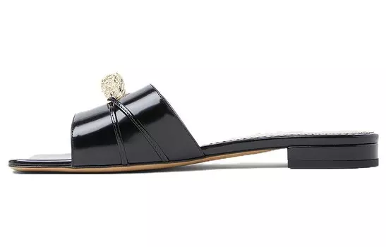 Кожаные тапочки с бляхой в виде головы змеи Gucci