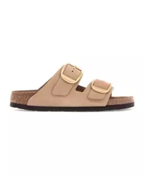 Кожаные тапочки с двойным ремешком Birkenstock, бежевый
