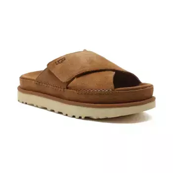 Кожаные тапочки с крестом Goldenstar Ugg, коричневый